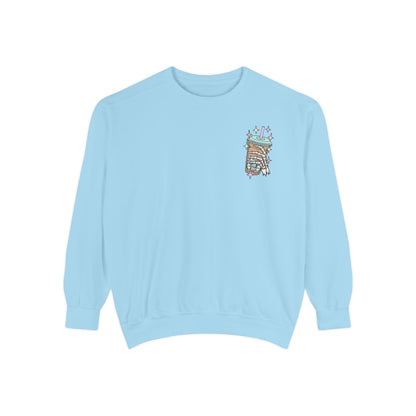 Sweatshirt — "Fueled by Iced Coffee and Anxiety" Cozy Graphic Pullover