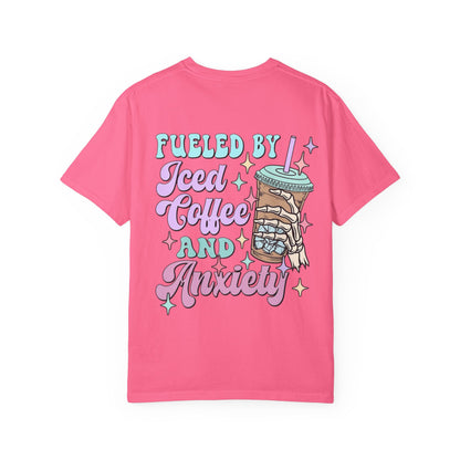 Iced Coffee & Anxiety T-Shirt — 'Fueled by Iced Coffee and Anxiety' Graphic Tee