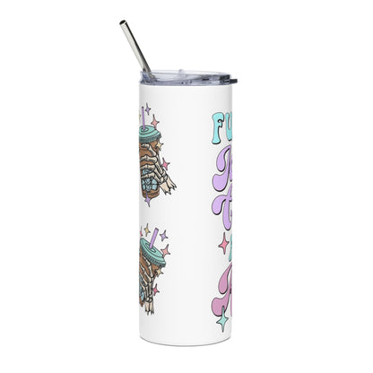 20oz Stainless Tumbler — "Fueled by Iced Coffee and Anxiety" Pastel Travel Cup