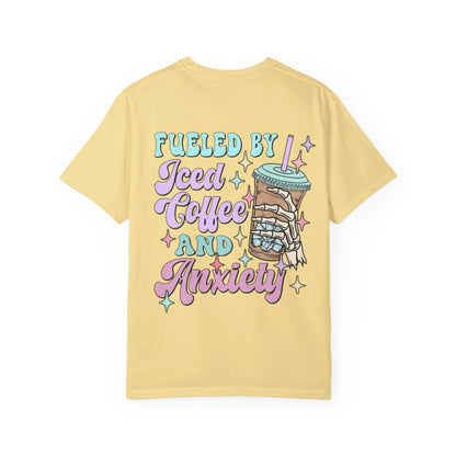 Iced Coffee & Anxiety T-Shirt — 'Fueled by Iced Coffee and Anxiety' Graphic Tee