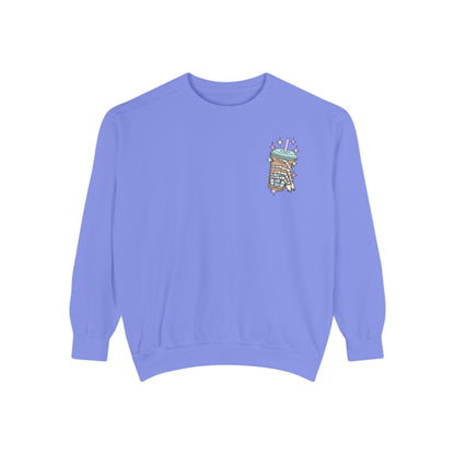 Sweatshirt — "Fueled by Iced Coffee and Anxiety" Cozy Graphic Pullover