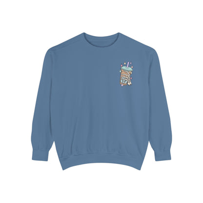 Sweatshirt — "Fueled by Iced Coffee and Anxiety" Cozy Graphic Pullover