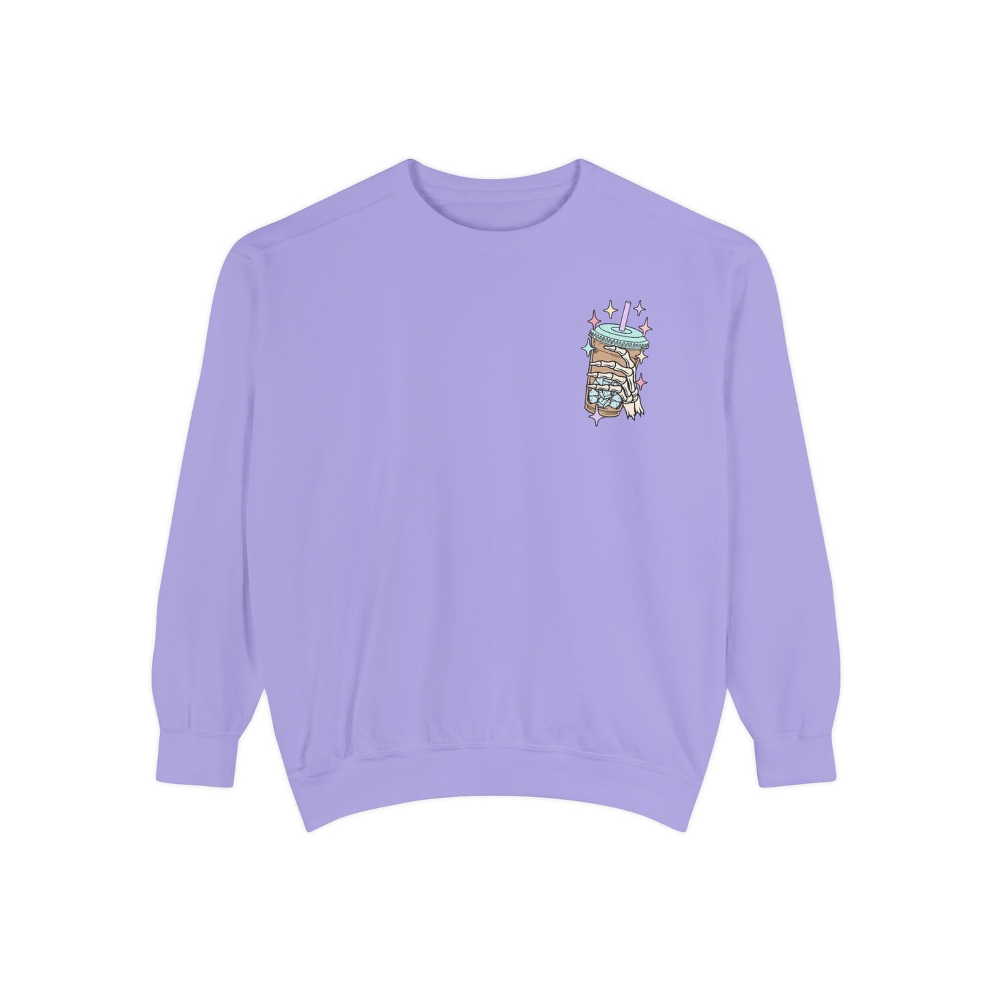 Sweatshirt — "Fueled by Iced Coffee and Anxiety" Cozy Graphic Pullover