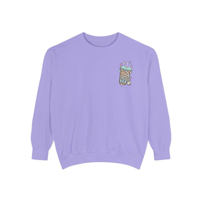 Sweatshirt — "Fueled by Iced Coffee and Anxiety" Cozy Graphic Pullover