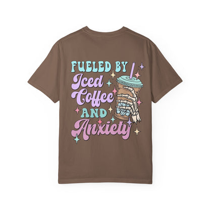 Iced Coffee & Anxiety T-Shirt — 'Fueled by Iced Coffee and Anxiety' Graphic Tee