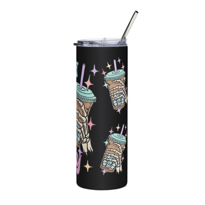 20oz Stainless Tumbler — "Fueled by Iced Coffee and Anxiety" Pastel Travel Cup