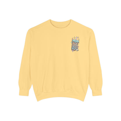 Sweatshirt — "Fueled by Iced Coffee and Anxiety" Cozy Graphic Pullover