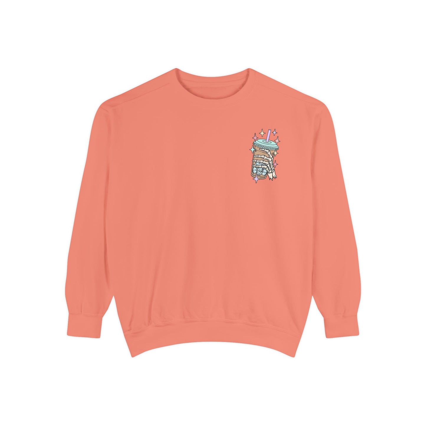 Sweatshirt — "Fueled by Iced Coffee and Anxiety" Cozy Graphic Pullover