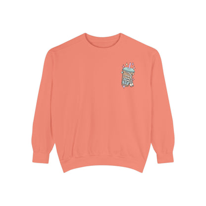 Sweatshirt — "Fueled by Iced Coffee and Anxiety" Cozy Graphic Pullover