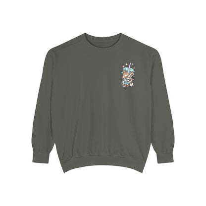 Sweatshirt — "Fueled by Iced Coffee and Anxiety" Cozy Graphic Pullover