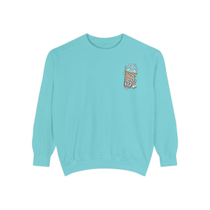 Sweatshirt — "Fueled by Iced Coffee and Anxiety" Cozy Graphic Pullover