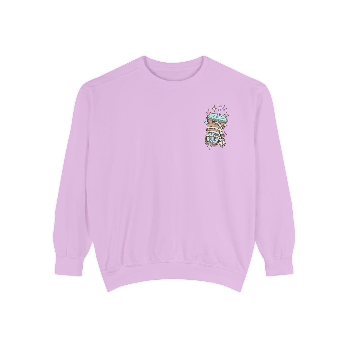Sweatshirt — "Fueled by Iced Coffee and Anxiety" Cozy Graphic Pullover