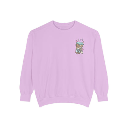 Sweatshirt — "Fueled by Iced Coffee and Anxiety" Cozy Graphic Pullover