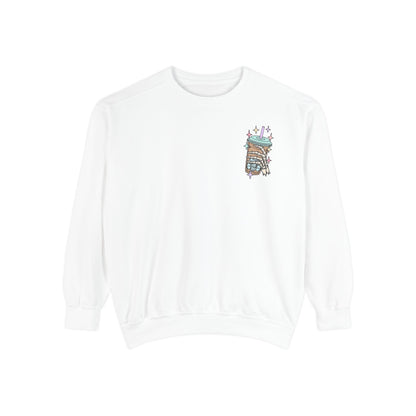 Sweatshirt — "Fueled by Iced Coffee and Anxiety" Cozy Graphic Pullover