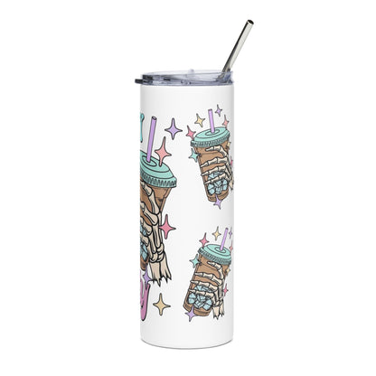 20oz Stainless Tumbler — "Fueled by Iced Coffee and Anxiety" Pastel Travel Cup